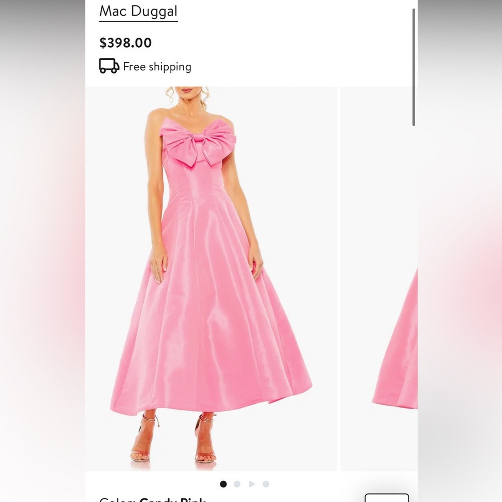 Mac Duggal Bow Front Strapless Taffeta A-line Gown